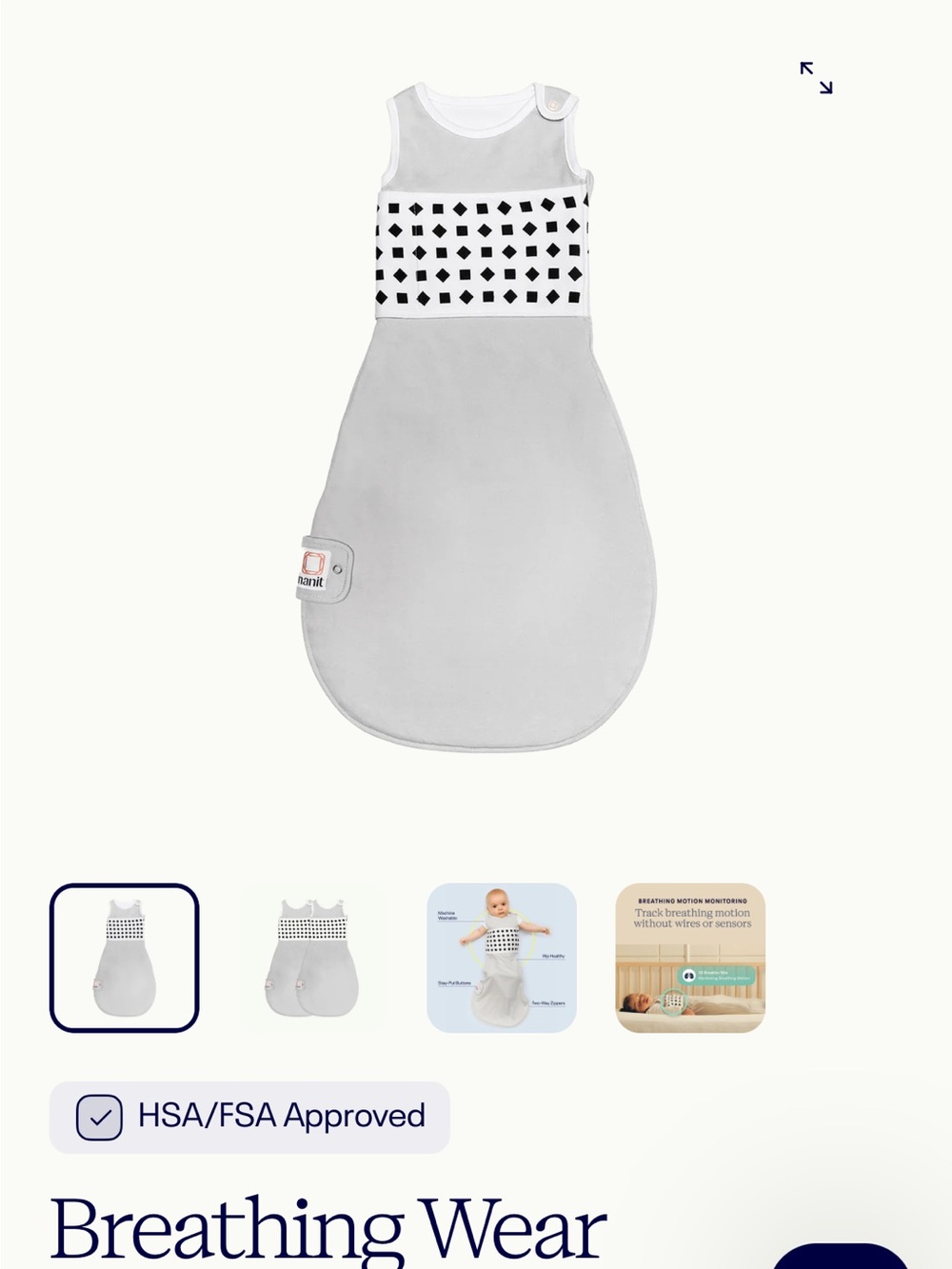 Nanit Breathing Wear Baby Sleep Sack in Light Gray